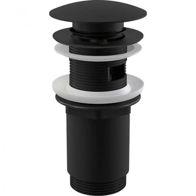 Водослив ALCAPLAST для умывальника 5/4" цельнометаллический с большой пробкой, для умывальников без перелива, черный A396BLACK
