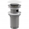 Водослив ALCAPLAST для умывальника click/clack 5/4", цельнометаллический с переливом и большой белой заглушкой A392B
