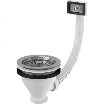 Водослив сифона ALCAPLAST A38 для мойки 6/4" с нержавеющей решеткой Ø115 и гофропереливом