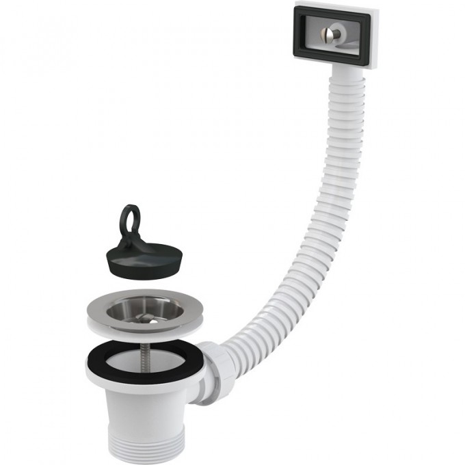 Водослив сифона ALCAPLAST для мойки 6/4" с нержавеющей решеткой Ø70 и гофропереливом A331