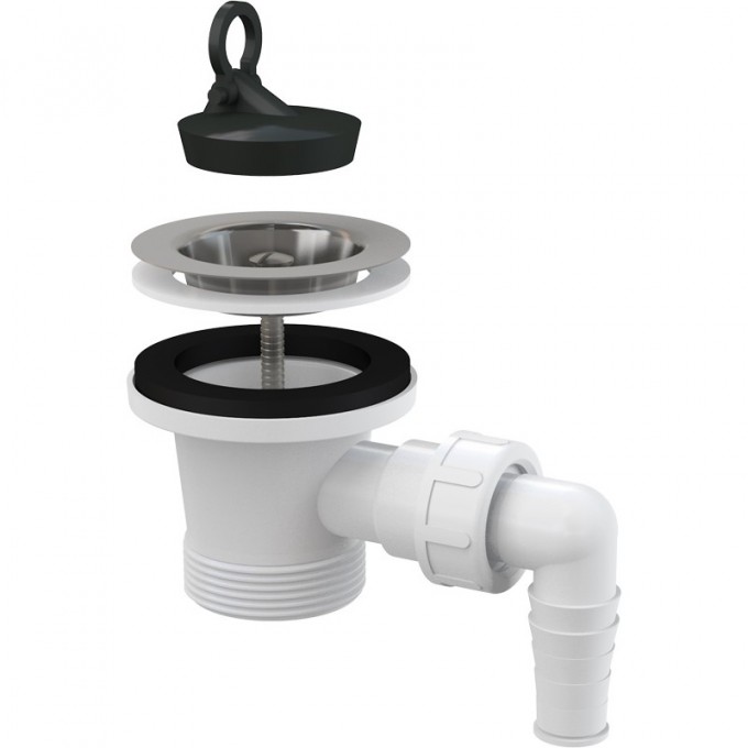 Водослив сифона ALCAPLAST для мойки 6/4" с нержавеющей решеткой Ø70 и подводкой A33P