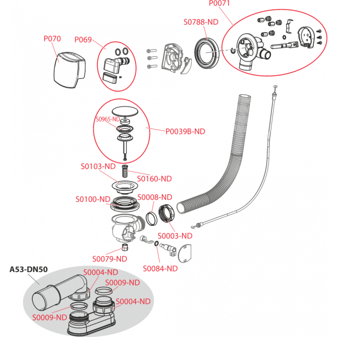 Запасная часть ALCAPLAST к сифонам для ванн S0084-ND